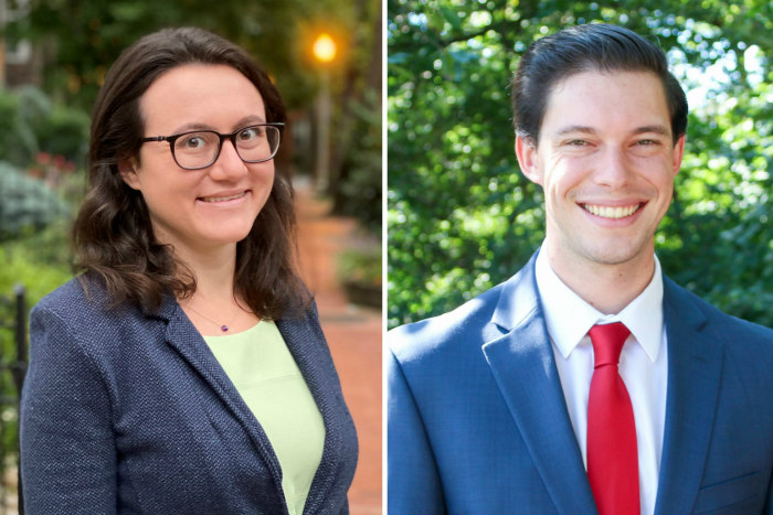 Headshots of Courtney Cooperman and Josh Burg