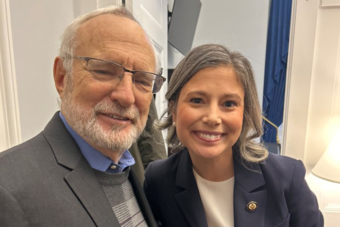 Photo of Rabbi David Saperstein with Representative Maggie Goodlander