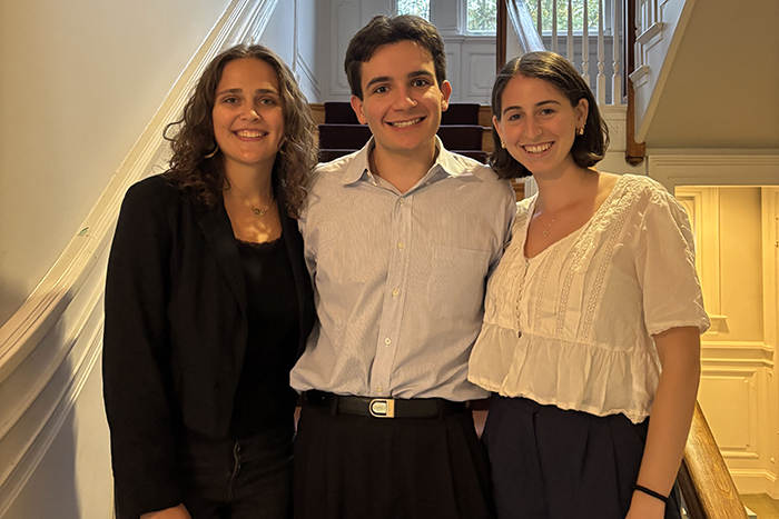 Photo of the 2025-26 RAC LAs Daniel Block, Liana Smolover-Bord, and Sari Rosenberg