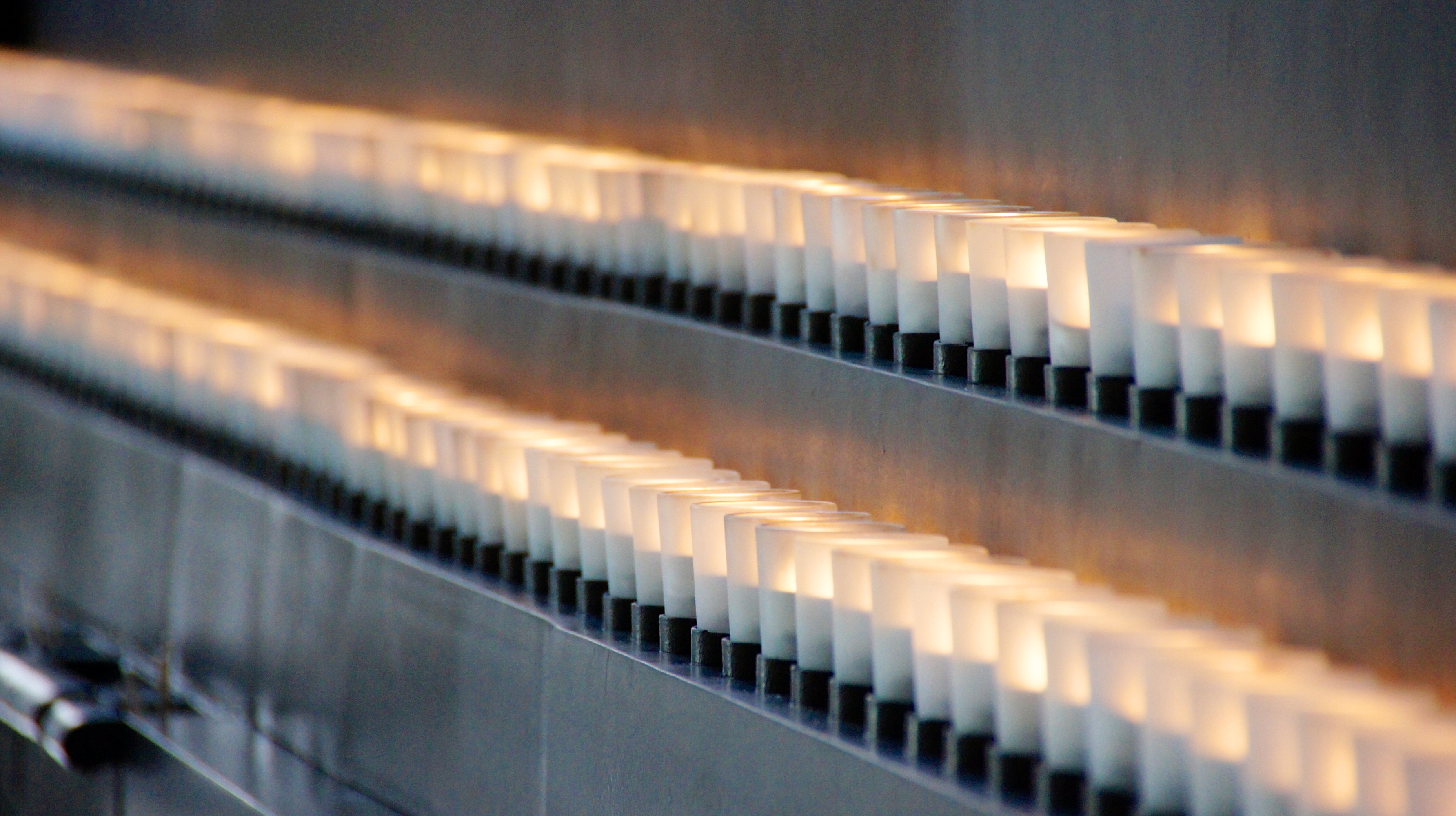 An arrangement of memorial candles