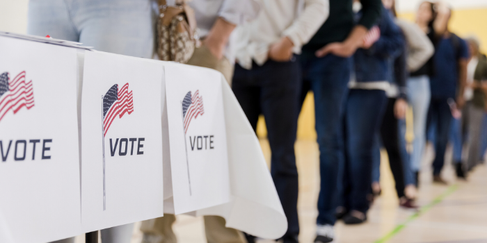 People waiting in line to vote