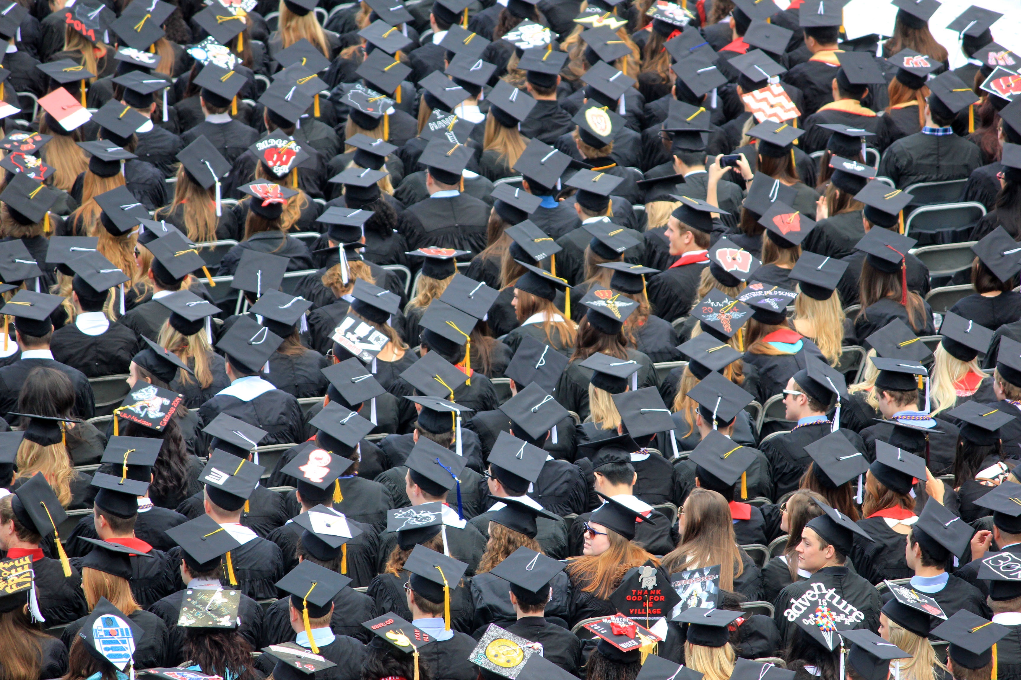 Overhead shot of graduating students