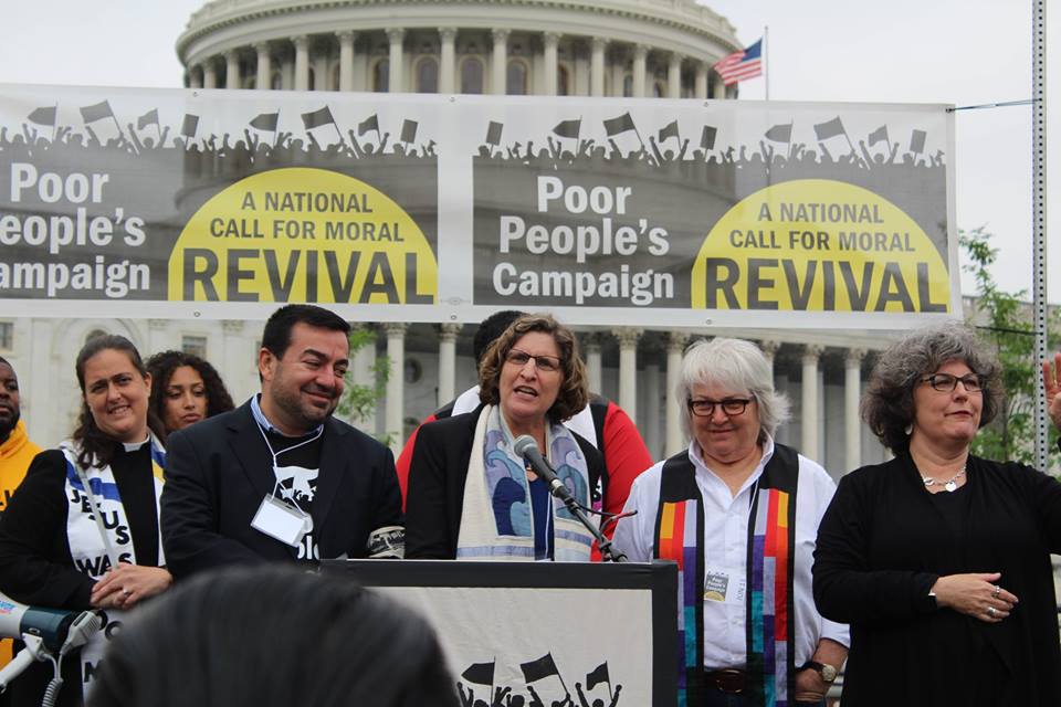 Rabbi Lucy Dinner on stage at the Poor People's Campaign on the National Mall 