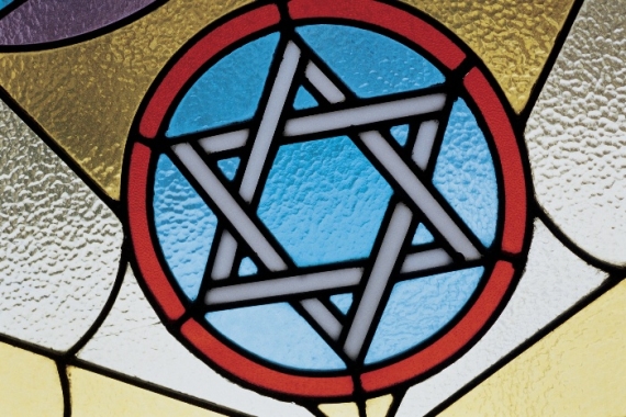 Star of David stained glass window