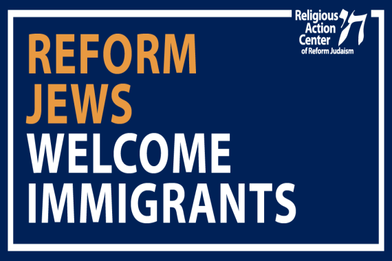 Image with text 'Reform Jews Welcome Immigrants'
