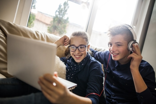 Teens participating in the social justice academy online