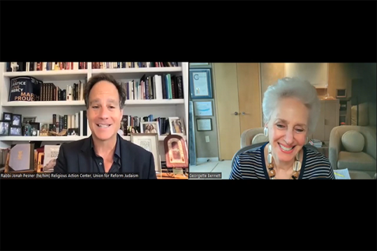 Rabbi Jonah Pesner and Dr. Georgette Bennett on zoom for World Refugee Day 2023