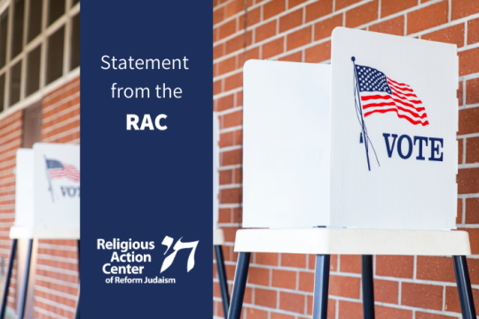 A voting booth with a caption that says "A message from the RAC"