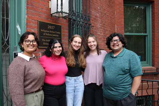 an image of the RAC Legislative Assistants for 2023; Ellen Garfinkle, CJ Wechsler, Noé Granados, Rachel Landis, and Sammy Angelina