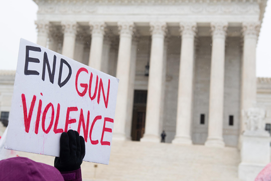 an image of a sign that says "End Gun Violence" in front of capital building in DC