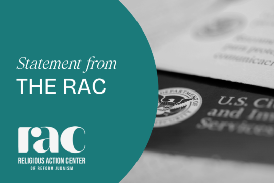 Statement from the RAC - with RAC logo and picture of immigration papers