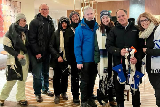 Photo of Rabbi Jonah Pesner and clergy from around the country at the protest in Minnesota