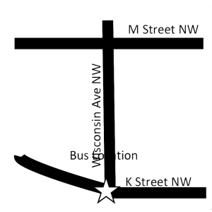 a map of the L'Taken dropoff/pick up location in Georgetown for the L'Taken Seminar