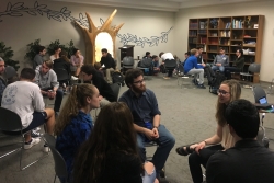 Jewish college students gather to discuss issues of gender-based violence