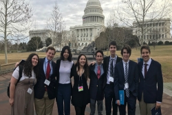 Teen lobbyists from Temple Shaaray Tefila in front of the U.S. Capitol